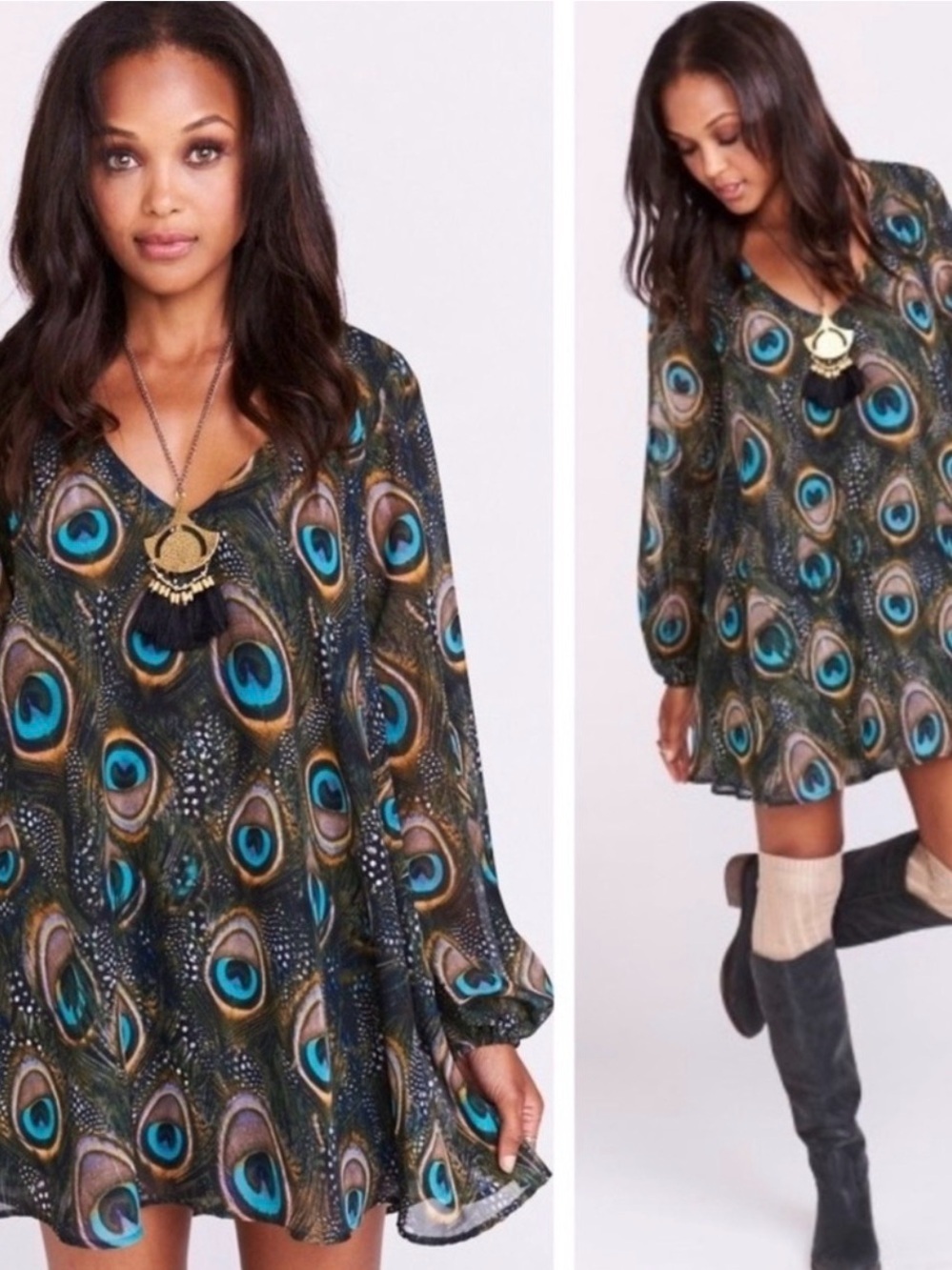 Show me your Mumu Dakota peacock vibrant long sleeve dress
